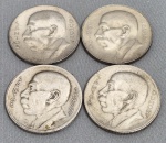 Lote com 4 moedas de 5000 Réis - Santos Dumont - Prata .600 - Aprox 10 g - 27,5 mm --- https://www.diniznumismatica.com/2016/08/5000-reis-santos-dumont-e-suas.html