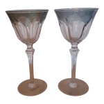 Par de taças em cristal trasnlúcido verde claro, lapidação dedão, Alt. 18, Diam 8,5 cm.