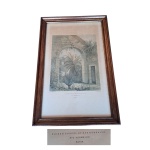 Antiga gravura emoldurada intitulada Ruined Chapel San Gonsalvo- Rio Vermelho - Bahia, apresenta amarelado pelo tempo, 39 x 59 cm.