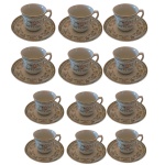 Doze xícaras para café em porcelana policromada com delicadas flores sobre fundo branco, 5,5 x 5,5 cm.
