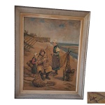 OST- LIA - Representando  família de pescadores, acid datado 964, 63 x 48 e 77 x 66