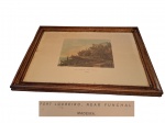 Gravura europeia `Fort Loureiro, Hear Funchall` - Madeira, 50 x 42 cm.
