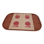 Bandeja Concertex executado em palhinha vermelha e creme com 4 azulejos  com pinturas representando maçãs, 51 x 31 cm.,