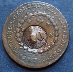 MCO763BML1 - Moeda Brasil - 80 Reis com carimbo de 20 Reis - 1833 G - Cobre - RARA - Valor de Catalogo  BC - R$ 300,00 - MBC - R$ 800