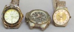 RELÓGIOS, três (3) de pulso, todos quartz: 1 da marca TECNET, modelo 62828 CH, caixa e pulseira em aço, pulseira no estado, medindo 38 mm diâmetro; 1 comemorativo aos 50 anos da CECREMEF, mostrador com algarismos arábicos, vidro quebrado, caixa e pulseira em aço, medindo 32 mm diâmetro; 1 da marca POTENZIA, multifuncional, falta a coroa e a pulseira, caixa em metal prateado, medindo 45 mm diâmetro, todos usados, não testados e sem garantia, vide foto.