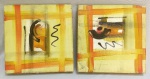 QUADROS, par (2) pinturas abstratas, OST, assinadas e datadas 63 no verso, ambas sem moldura, assinaturas não identificadas, medindo 30 x 30 cm, vide foto, uma delas roída na lateral.