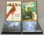 CINEMA/MÚSICA, quatro (4) DVDs: The Jackal, Bruce Willis/Richard Gere; O Diabo Veste Prada, Meryl Streep/Anne Hathaway; Mariah; Sade Lovers Live, todos com sinais de uso, alguns produções caseiras, vide foto.