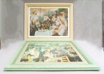 LITOS, duas (2) distintas policromadas, reproduções baseadas na obra de RENOIR, envidraçadas, medindo com moldura 56 x 45 cm, vide foto.