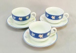 PORCELANA, três (3) xícaras para café, ornamentação floral policromada, marca SCHMIDT (Pomerode, SC; Mauá, SP; Campo Largo, PR, fundada em 1945, ainda em atividade, maior fábrica de porcelana da América Latina), linha PRATICA, sinais de uso, vide foto.