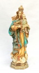 ARTE SACRA, uma (1) imaginária de Nossa Senhora Auxiliadora, confeccionada em estuque, policromada, pequenas perdas e falhas, medindo 38 cm altura, vide foto.
