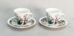 PORCELANA, par (2) xícaras para café, souvenir retratando pontos turísticos  de Paris, França, ideais para coleção de cristaleira, vide foto.