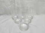 Jogo de 6 copos longos em cristal lapidado. Medindo 7,5cm x 13,5cm de altura. Leve bicado.
