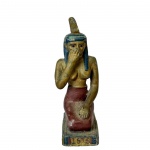 Estatueta da Deusa Egípcia Ísis em metal com policromia, med. 6cm de altura