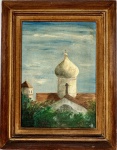 Sem assinatura - Cúpula da Basílica - OST med. 33X46cm, com moldura em madeira med. 46X59cm