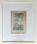 Assinatura não identificada - Gravura assinada med. 23X33cm, com moldura e proteção de vidro med. 56X66cm 