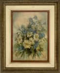L. SHERMAN - FLORES - Reprodução impressa colada em eucatex, med. 23X32cm. com moldura em madeira med. 37,5X45cm.