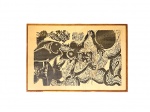 Autoria desconhecida : Xilogravura , ass. inf. dir. e dat. 1968 , exemplar 1/30. Med. 100 x 65 cm