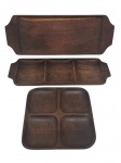 Lote de três petisqueiras em jacarandá, anos 60 . Med. 46 x 16 cm (maior)