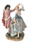 NAPOLI : Grupo escultórico em porcelana italiana "Napoli", representando casal bailando. Med. 31 cm alt