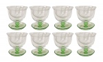 Conjunto de oito taças para coquetel de camarão em leve tom verde , década de 70. Med. 12 cm alt x 11 cm diam