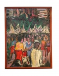 Júlio Vieira (1933 - 1999) : "Atlantica Bar", óleo s. tela ass. inf. esq. . Med. 73 x 54 cm