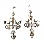 Antigo par de candelabros de parede Bizantinos em ferro . Med. 50 x 24 cm