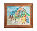 Aloysio Zaluar (Rio de Janeiro RJ 1937):  " O Clóvis vem aí" Pedra de Guaratiba, óleo s. chapa , ass. inf. dir e dat. Rio 1976. Med. Mi 38 x 45 cm  Me 48 x 55 cm  (Nota Biográfica: Aloysio Zaluar é pintor, gravador e cineasta. Estudou pintura na Escola Nacional de Belas-Artes entre 1956 e 1961, e aprendeu gravura com Goeldi e Darel Valença Lins. Em 1964, realizou sua primeira mostra individual na Galeria Santa Rosa, no Rio de Janeiro. Participou de diversas edições do Salão Nacional de Arte Moderna, no Rio de Janeiro, entre 1958 e 1967. Em 1965, foi um dos fundadores da Escola de Belas-Artes de Santa Maria, no Rio Grande do Sul. Entre as exposições de que participou, destacam-se: Arte Contemporânea Brasil-Senegal, no MAM/RJ, em 1975; Panorama das Artes Gráficas Brasileiras, no MAM/SP, em 1977; Bienal Latino-Americana de São Paulo, no Parque do Ibirapuera, em 1978; Universo do Futebol, no MAM/RJ e na Acervo Galeria de Arte, no Rio de Janeiro, em 1982; e Retrospectiva, no CCBB, no Rio de Janeiro, em 1993. Atua também como autor do filme O Clóvis Vem Aí, realizado em 1977.