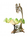 Base para fruteira art nouveau em metal espessurado a prata , possivelmente WMF, com um prato em vidro, falta um prato pequeno e o prendedor do prato maior, no estado.Med. 35 cm alt x 30 cm diam