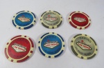 COLECIONSIMO - FICHAS DE CASSINO - Maravilhoso lote com 6 (seis) fichas de cassino de LAS VEGAS - NEVADA - Estados Unidos da América. Medem 4cm de diâmetro.