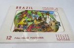 CARTÃO POSTAL - Envelope com 12 (doze) Postais denominados BRAZIL FOLKLORE IN CARICATURE - São caricaturas criadas pelo Pintor Christo Popoff da Universidade de St. Louis - USA.