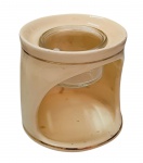 Aromatizador em porcelana com douração com suporte em vidro - 07x07 cm.