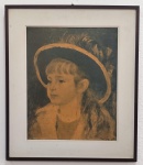 Estreita moldura em madeira com paspatur 45x38 cm - acompanha reprodução colada no Eucatex - 32x26 cm.