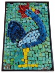 Mosaico de pedras emoldurado em estreita moldura de madeira - 26x17 cm medidas gerais - faltandoalgumaspedras.