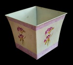 Cachepô em metal revestido com papel contact - 16x18x18 cm - com desgastesnopapel.