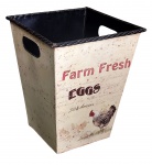 Cesto de lixo em metal pintado - 31x25x25 cm - com desgastes na pintura.