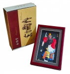 Decorativo chinês com moldura caixa em madeira e vidro - 21x15x04 cm - na embalagem original - embalagem com desgastes.