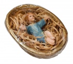 NATALINO - peça para reposição de presépio - Menino Jesus na manjedoura em gesso - 05x15x11 cm medidas gerais - 10x07 cm o menino - faltando pequenos pedaço de uma das mãos do menino.