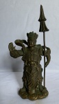 Escultura oriental de bronze com representação de nobre ou imperador, em vestes de gala. Século XIX. 16,5 cm.