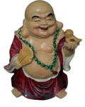 Estátua do Buda Sorridente (ou Buda da Fortuna), que é considerado um amuleto em algumas culturas. É um símbolo de boa sorte, fartura, felicidade, saúde e prosperidade. A estatueta é feita de resina. Alt. 6cm