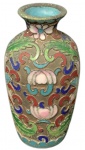 Vaso oriental de cloisonné decorado com motivos florais com policromia com 8 cm de altura.