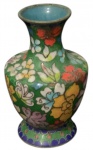 Vaso oriental de cloisonné decorado com motivos florais com policromia com 8 cm de altura.
