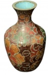 Vaso oriental de cloisonné decorado com motivos florais com policromia, beijin china,  com 6 cm de altura.