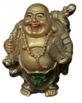 Estatueta  do Buda Sorridente (também conhecido como Hotei ou Budai), uma figura popular na cultura oriental. Altura de 6,5 cm