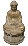 Escultura de Bronze  de Quan Yin sentada  sobre lótus  com patna dourada e 11 cm de altura.