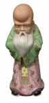 Estatueta feita de porcelana policromada com detalhes dourados provavelmente uma representação de Fukurokuju Deus da felicidade, sabedoria e longevidade numerado na base (327) e com  22 cm de altura.