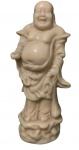Escultura oriental de marfinite representando buda com 21cm de altura