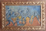 ANTÔNIO GOMIDE, - O.S.T - ATRIBUIDO -  FIGURAS DANCANDO - PEQUENAS PERDAS NA PINTURA DEVIDO AO TEMPO - EMOLDURADO - MEDIDAS 63 cm x 38 cm - Ass. CID.