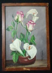 EVILASIO LOPES (2002) - Óleo sobre tela - Vaso de flores - com moldura - Med. 27cm x 37cm
