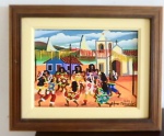 Quadro Dança de rua, de Edmar Fernandes, acrílico sobre tela, 15x20cm, Olinda - PE.