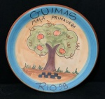 Prato de Cerâmica colecionável do Restaurante Boa Esperança pintado à mão com 26cm de diâmetro. Oportunidade única para completar sua coleção.